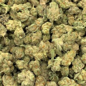 Close-up of Grapes and Cream THCa Flower, highlighting the strain's unique characteristics and trichome structure